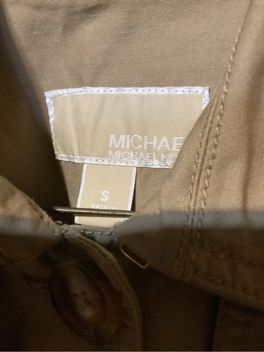 Michael Kors Khaki Tan Button-Front Cotton Swing Jacket Size S